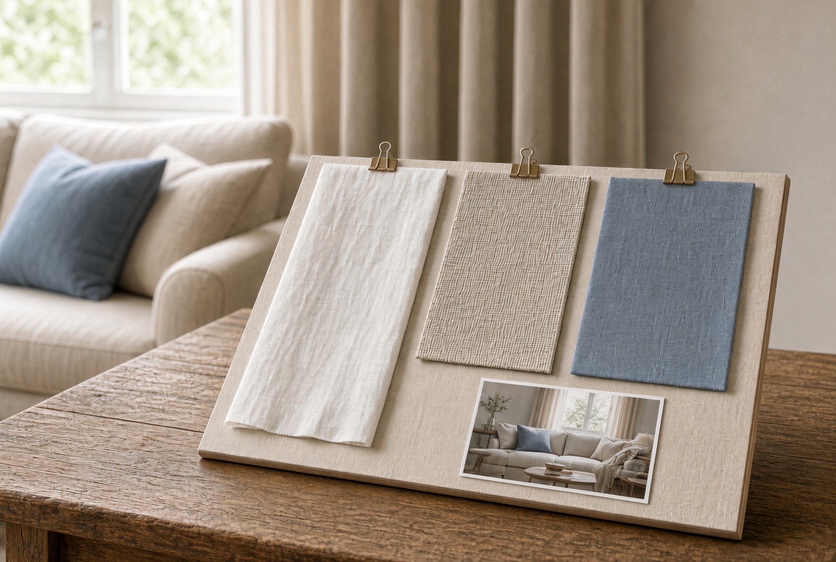 Coordinated fabrics for windows, seating, and bedding