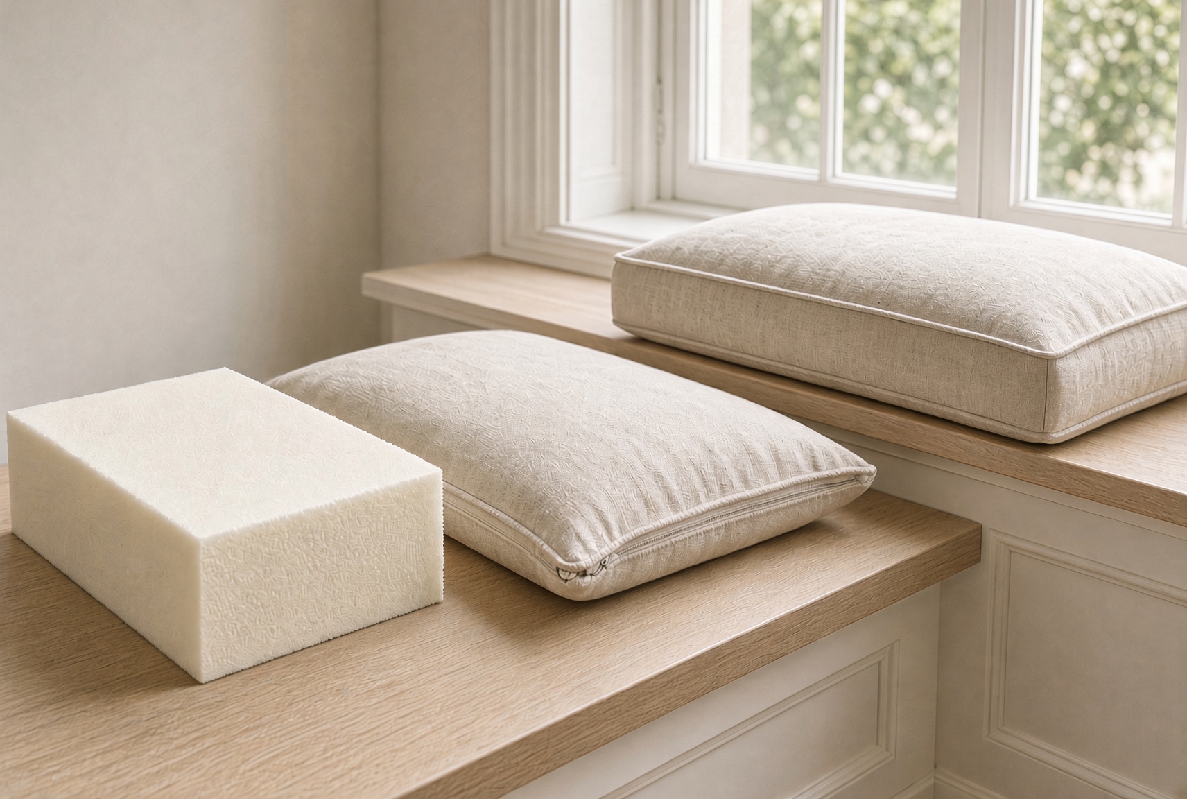 New cushions and foam for recovered seating